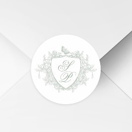 Adesivo Casamento monograma crista verde sálvia
