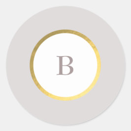 Adesivo Casamento Monograma do Círculo de Folha de Taupe e