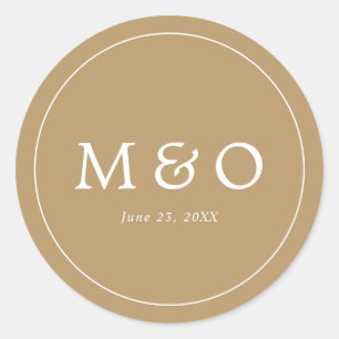 Adesivo Casamento Monograma Dourado de Borda Minimalista E