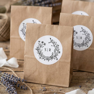 Adesivo Casamento Monograma Floral Boho Personalizado