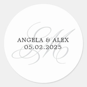 Adesivo Casamento Monograma M Caligrafia Clássica Elegante