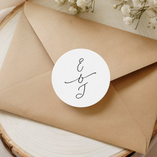 Adesivo Casamento Monograma Manuscrito Simples Caprichoso