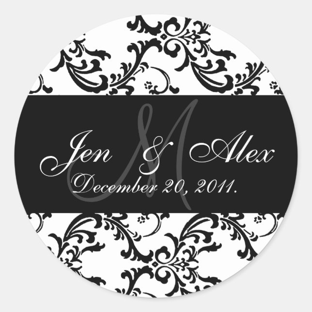 Adesivo Casamento Monograma Noiva Data Paisley Seals (Frente)