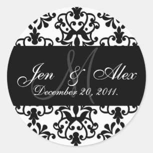 Adesivo Casamento Monograma Noivo Data Paisley Seal