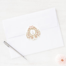 Adesivo Casamento Monograma Rosa Rococó Francês