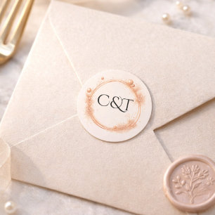 Adesivo Casamento Monograma Script Brilho Dourado Pêssego