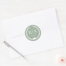 Casamento Monograma Simples em Verde Sage