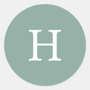 Adesivo Casamento Monograma Verde Sage Simples