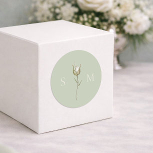 Adesivo Casamento Monograma Verde Salvia