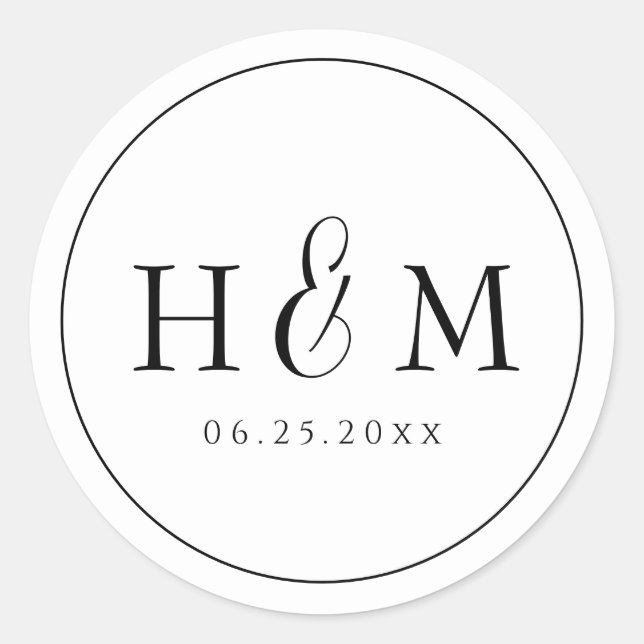 Adesivo Casamento Monogramado com Tipografia Simples e Ele (Frente)