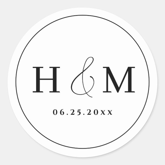 Adesivo Casamento Monogramado com Tipografia Simples e Ele (Frente)