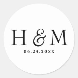 Adesivo Casamento Monogramado com Tipografia Simples e Ele