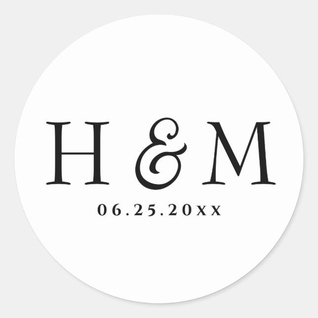 Adesivo Casamento Monogramado com Tipografia Simples e Ele (Frente)