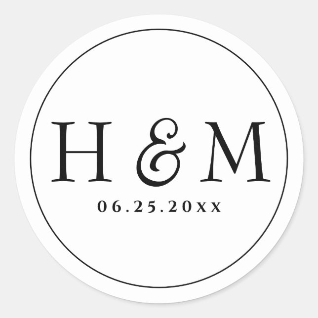 Adesivo Casamento Monogramado com Tipografia Simples e Ele (Frente)