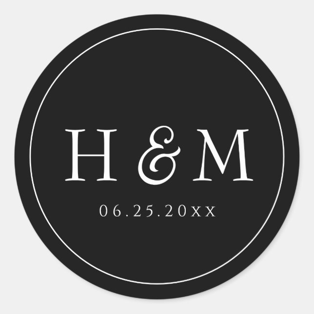 Adesivo Casamento Monogramado de Tipografia Simples e Eleg (Frente)