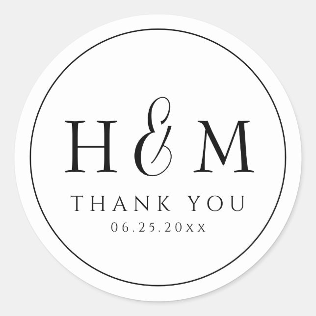 Adesivo Casamento Monogramado de Tipografia Simples e Eleg (Frente)