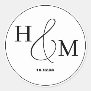 Adesivo Casamento Monogramado Simples Elegante Moderno