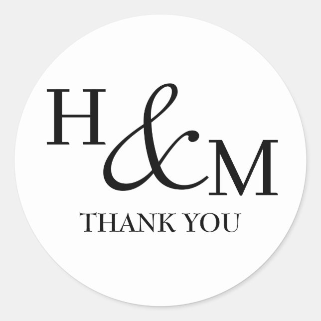 Adesivo Casamento Monogramado Simples Elegante Moderno (Frente)