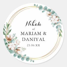 Adesivo Casamento Muçulmano Floral Dourado Elegante Verde