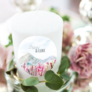 Adesivo Casamento na Montanha Aquarela Campo de Flor Silve