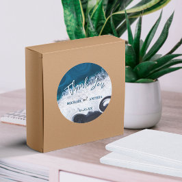 Adesivo Casamento na Praia Ondas do Oceano Agradecimento A