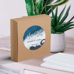 Adesivo Casamento na Praia Ondas do Oceano Agradecimento A