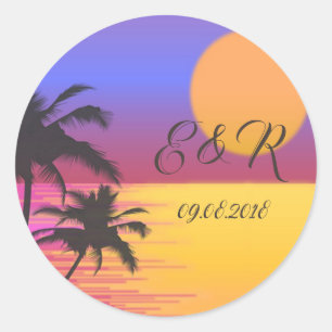 Adesivo Casamento na Praia Pôr do Sol