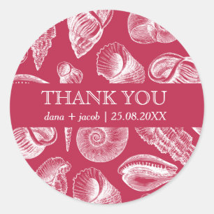 Adesivo Casamento na Praia Viva Magenta Branco Concha Obri