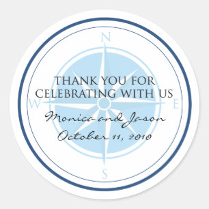 Adesivo Casamento náutico azul do rosa de compasso