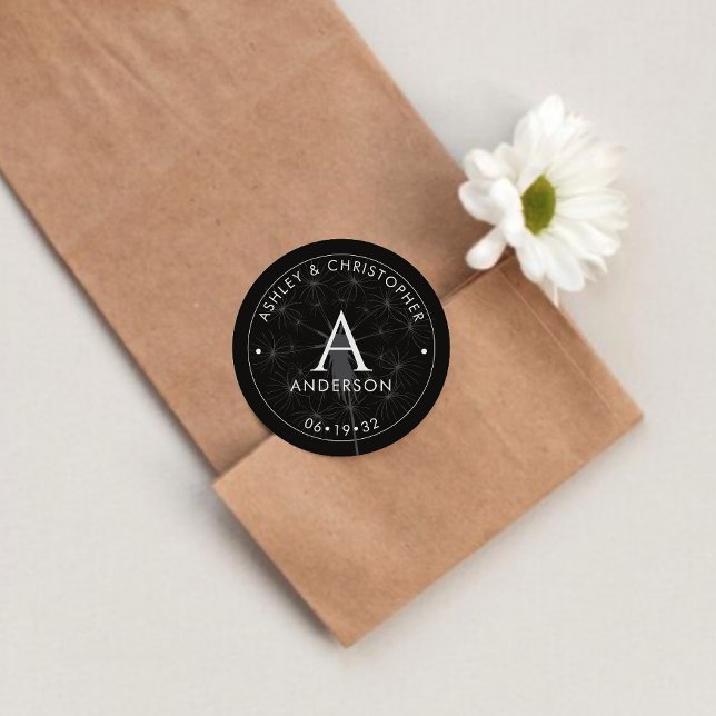 Adesivo Casamento Negra Elegante Moderno de Fumaça (Criador carregado)