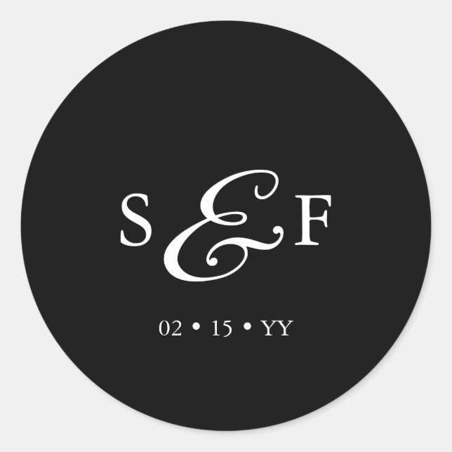 Adesivo Casamento Negra Monograma Minimalista de Script Mo (Frente)