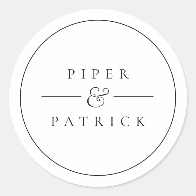 Adesivo Casamento Negro e Branco Moderno e Elegante Minima (Frente)