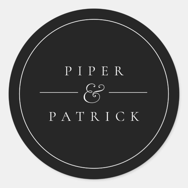 Adesivo Casamento Negro e Branco Moderno e Elegante Minima (Frente)