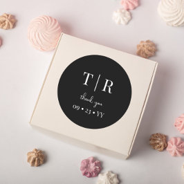 Adesivo Casamento Negro e Branco Monograma Obrigado