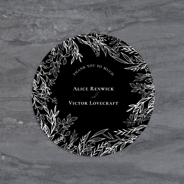 Adesivo Casamento Negro e Branco Obrigado (Criador carregado)