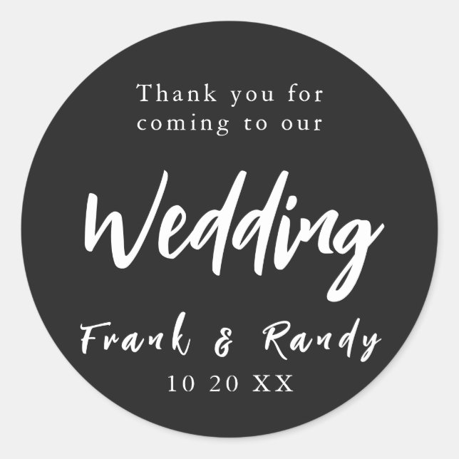 Adesivo Casamento Negro Mínimo Moderno e Simples (Frente)