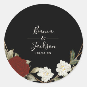 Adesivo Casamento negro romântico de Rosa Floral de invern