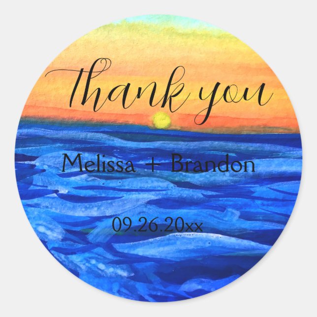 Adesivo Casamento no Destino de Praia com Ondas do Oceano  (Frente)