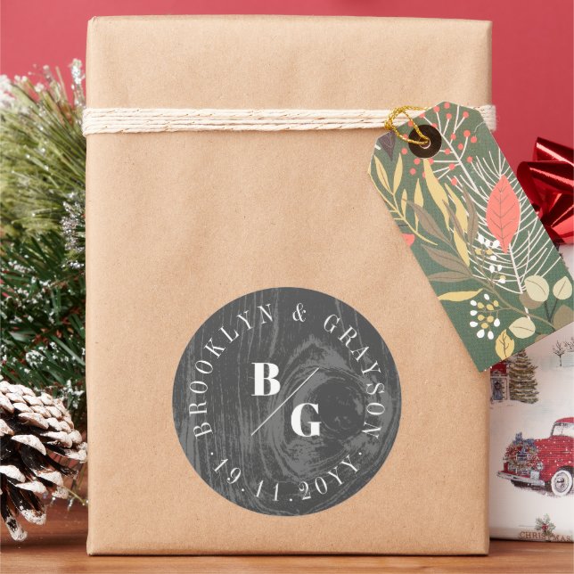 Adesivo Casamento no inverno Chic de Textura Rústica Negra (Feriado)