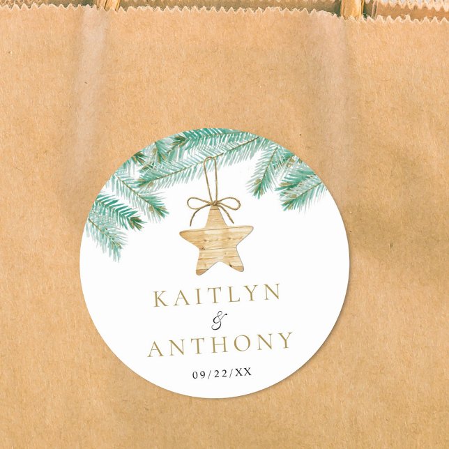 Adesivo Casamento no inverno de Natal Watercolor Pine Boug (Criador carregado)