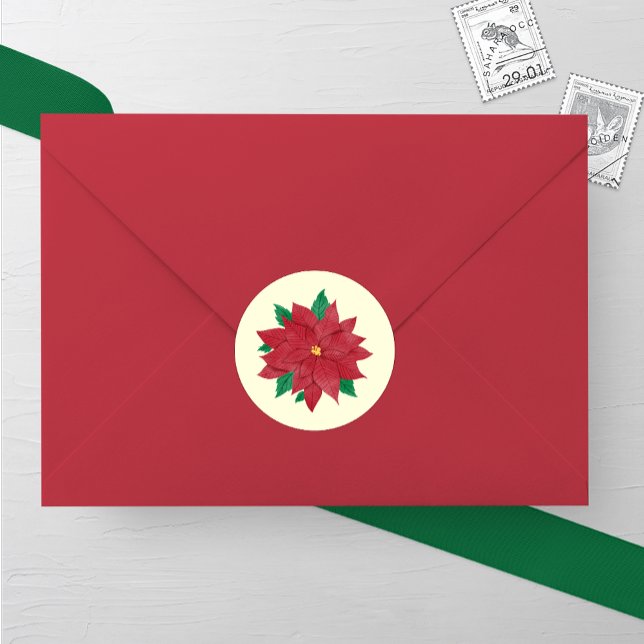 Adesivo Casamento no inverno de Poinsettia de Aquarela Ele (Criador carregado)