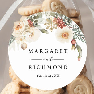 Adesivo Casamento no inverno Floral de Wreath de Natal