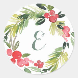 Adesivo Casamento no inverno Floral Watercolor Wreath Mo