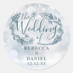 Adesivo Casamento no inverno Rustic Floral Snowflakes