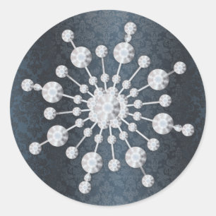 Adesivo Casamento no inverno Snowflake Blue Damask Envelop