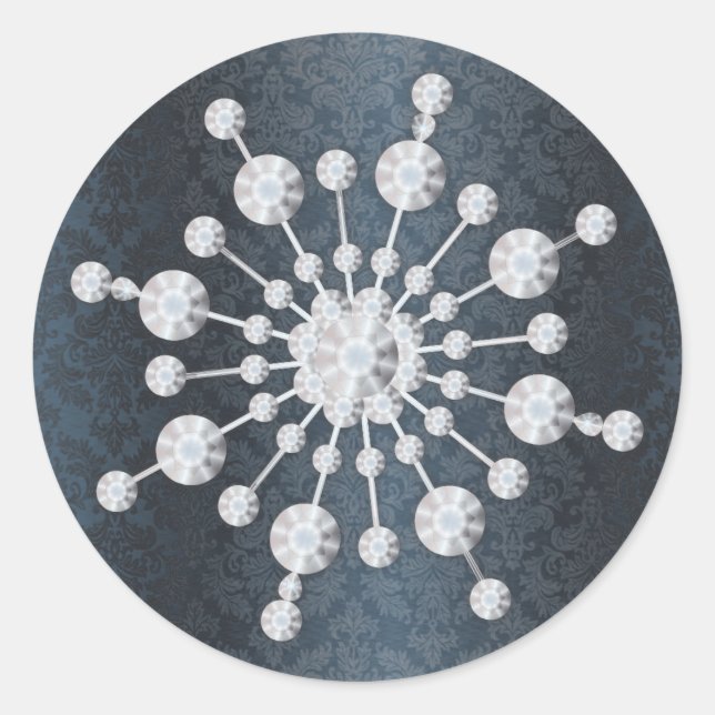 Adesivo Casamento no inverno Snowflake Blue Damask Envelop (Frente)