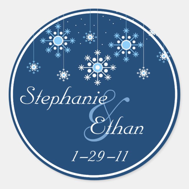 Adesivo Casamento no inverno Snowflakes Sticker Personaliz (Frente)