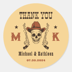 Adesivo Casamento no País do Monograma do Cowboy Ocidental