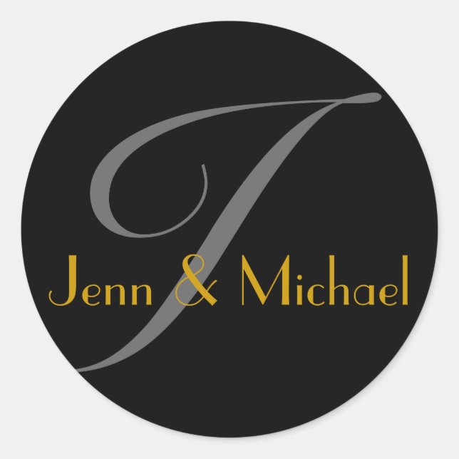 Adesivo Casamento Noiva Nomes Monograma I Dourado Selo (Frente)