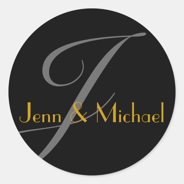 Adesivo Casamento Noiva Nomes Monograma J Seal Dourada (Frente)